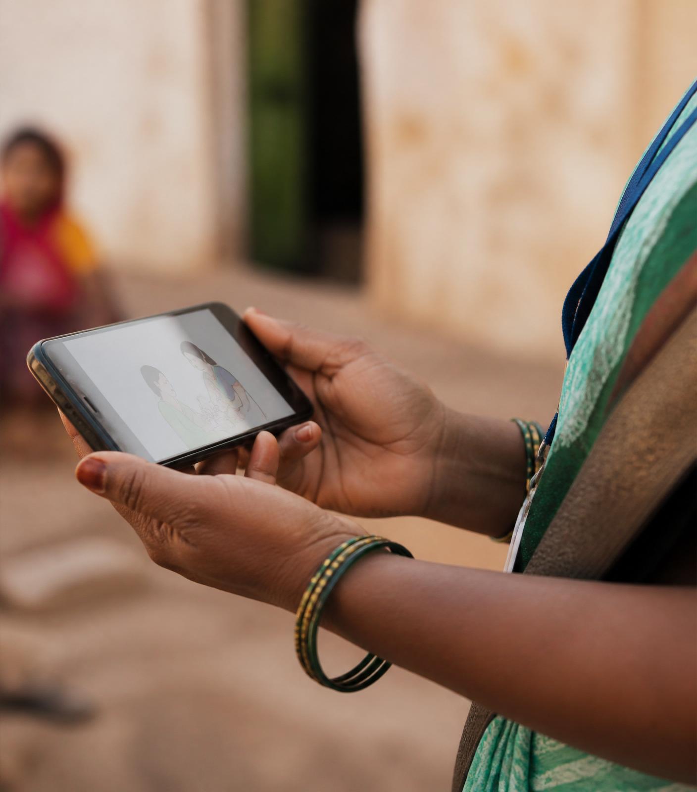 A frontline health worker uses a mobile readiness scenario