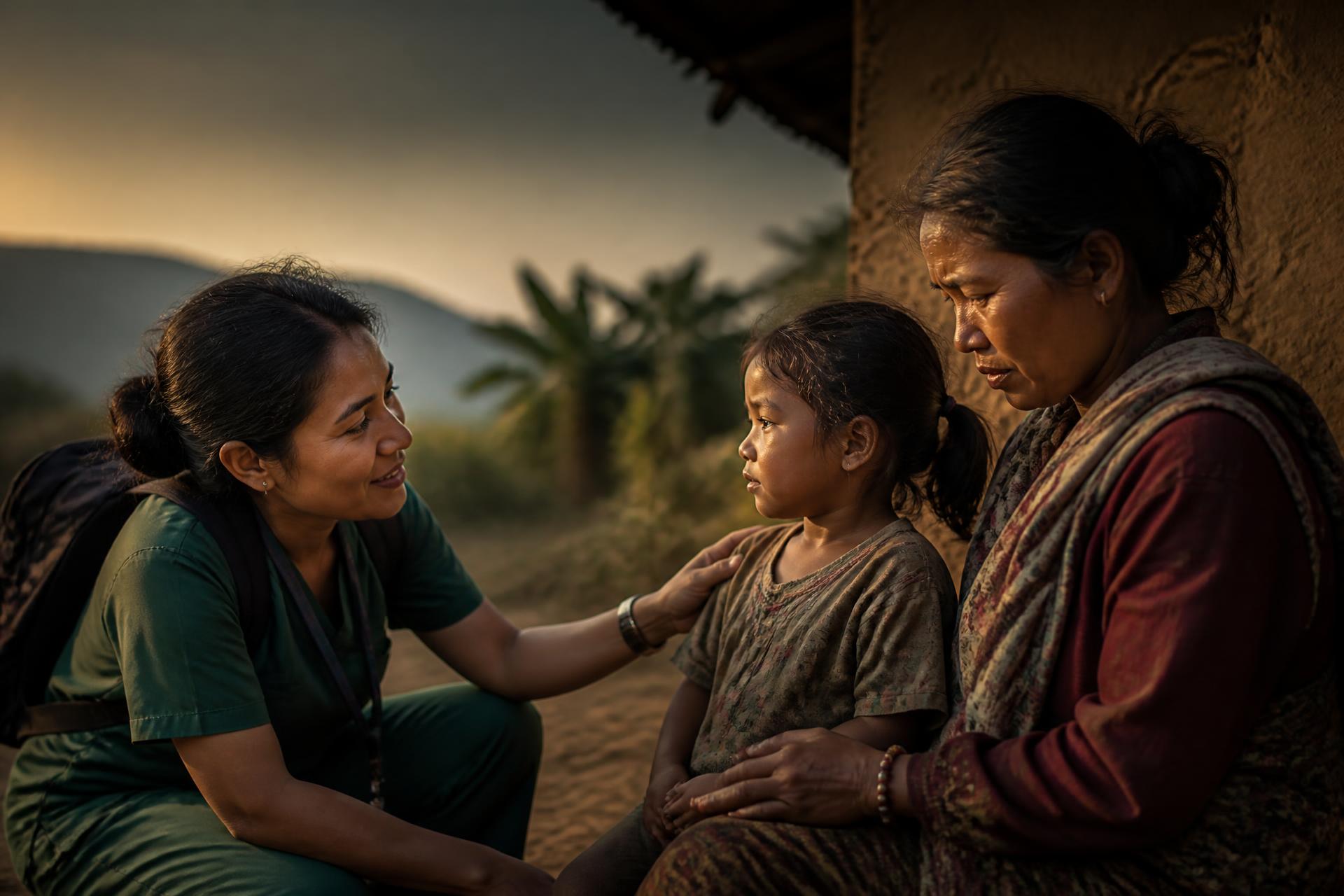 A trained responder supports a patient and family during the bite-to-care journey
